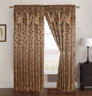1 of 1:Brenda Jacquard Rod Pocket Panel With Attached Valance, Gold, 54x84 Inches 