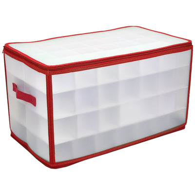 1 of 5:Home Basics Cubo de almacenamiento de adornos con cremallera de 112 compartimentos, rojo, 20.5 x 12 x 12 pulgadas 
