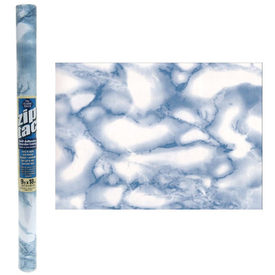 1 of 1:Zip Tac Self-Adhesive Decorative Shelf Liner Marble Blue Design - 9 Ft X 18 In 