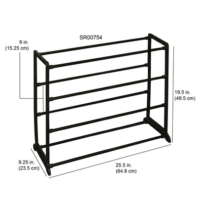 4 of 4:Home Basics Easy Assembly Space-Saving 12 Pair Shoe Rack, Black 