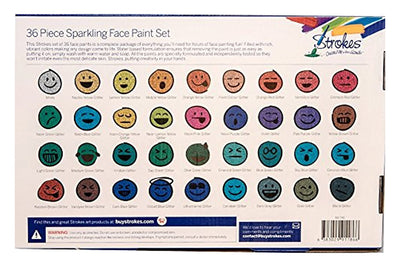 4 of 6:Strokes Art Face Paint 36-Piece Sparkling Colors with Glitter with Neon Colors Set 