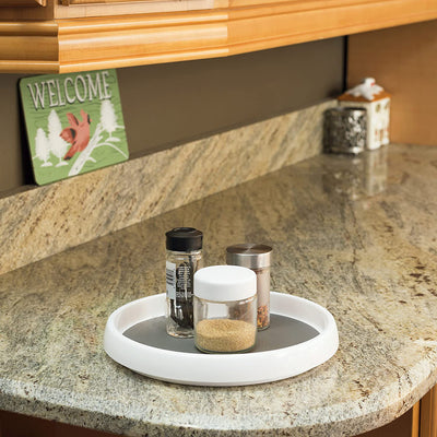 2 of 2:Home Basics Turntable Storage Tray, White, 10x1.5 Inches 