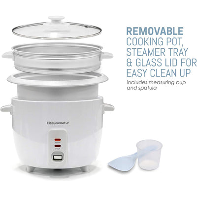 2 of 9:Maxi-Matic Elite Gourmet Rice Cooker With Steam Tray, White, 16 Cup 