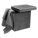 2 of 2:Pouf de rangement pliable en velours Simplify, gris 