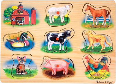1 of 4:Melissa & Doug Farm Puzzle en bois avec effets sonores, 8 pièces 