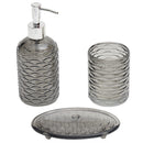 1 of 4:Home Basics Juego de accesorios para baño de vidrio ondulado de 3 piezas, gris 