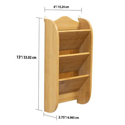7 of 7:Porte-lettres 3 compartiments en bambou - Naturel 