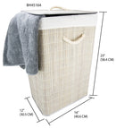 3 of 3:Home Basics Cesta rectangular de bambú, gris, 16 x 12 x 23 pulgadas 