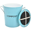 8 of 8:Spigo Steel Kitchen Compost Bin With Vented Charcoal Filter and Bucket, Turquoise, 1 Gallon 