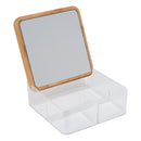 3 of 4:Simplify 3 Compartment Clear Organizer with Bamboo Lid & Mirror 