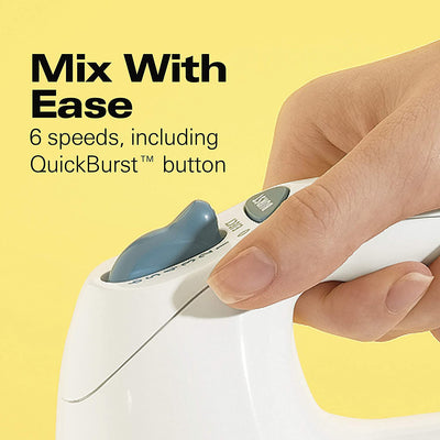 4 of 7:Hamilton Beach 6-Speed Electric Hand Mixer, Snap-On Storage Case, White 