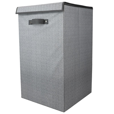 1 of 6:Home Basics Cesto para la colada con diseño de espiga, gris, 14.25 x 24.75 pulgadas 