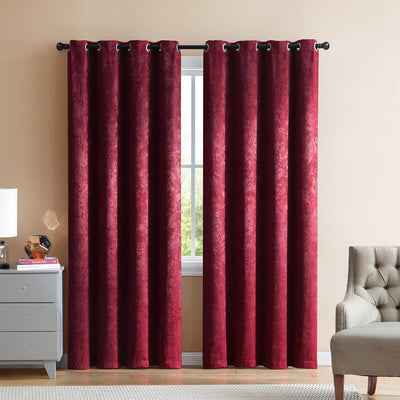 1 of 1:Marco Velvet Room Darkening Window Grommet Panel, Burgundy, 52x90 Inches 