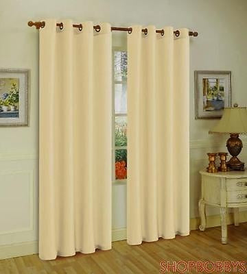 1 of 1:Melanie Faux Silk Window Panel With 8 Grommets, Beige, 55x84 Inches 