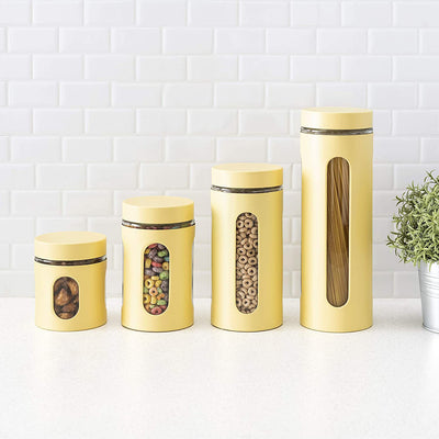 4 of 4:Ensemble de 4 boîtes en acier inoxydable de la collection Essence de Home Basics, jaune 