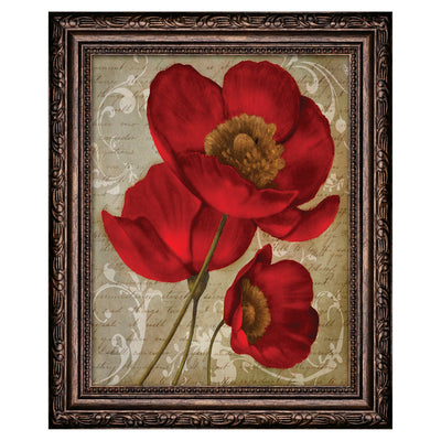 1 of 1:Premius Floral Small Traditional Framed Wall Art, Red, 9x11 Inches 