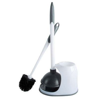 8 of 9:Brosse à cuvette et déboucheur 2 en 1 Bath Bliss, blanc 