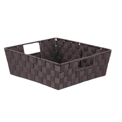 1 of 3:Home Basics Polyester Woven Strap Storage Basket Tray, Brown, Large, 15x13x5 Inches 