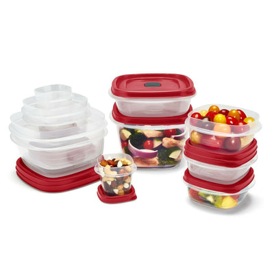 1 of 3:Boîtes de conservation Rubbermaid avec couvercles faciles à trouver, rouge-transparent, 24 pièces 
