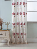 6 of 6:Vittoria Floral Embroidered Double Panel With Attached Valance, Burgundy, 54x84 Inches 
