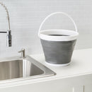 4 of 4:Home Basics Collapsible Plastic Bucket, Gray-White, 10 Liters 