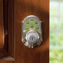 4 of 6:Pêne dormant électronique Kwikset Traditional SmartCode à pavé tactile, Z-Wave Plus, nickel satiné 