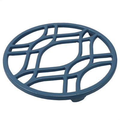 2 of 10:Home Basics Iris Collection Cast Iron Trivet, Slate Blue 