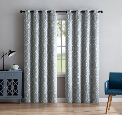 1 of 5:Aries Chain 8 Grommet Room Darkening Window Panel, Silver, 52x90 Inches 
