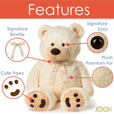 2 of 8:JOON Énorme ours en peluche avec ruban, couleur crème 