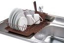 1 of 6:Home Basics 3 Piece Rust-Resistant Vinyl Dish Drainer with Self-Draining Drip Tray, Brown 