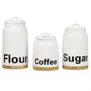 1 of 4:Home Basics 3 Piece Ceramic Canister Set with Bamboo Accents, White 