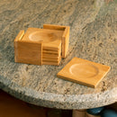 5 of 6:Home Basics 6-Piece Bamboo Square Coaster with Raised Edge, Natural, 4.75x4.75x2.5 Inches 