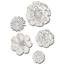 1 of 1:Premius - Decoración de pared floral de resina 3D de 5 piezas, color blanco 