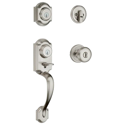 1 of 8:Kwikset Montara Single Cylinder Handleset With Juno Knob Featuring SmartKey, Satin Nickel 