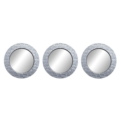 1 of 1:PREMIUS 3-Piece Mosaic Mirror Set, Silver, 30x11 Inches Overall 
