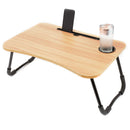 1 of 8:Home Basics Laptop And Tablet Tray with Folding Legs, Walnut, 23x15.5x8.5 Inches 