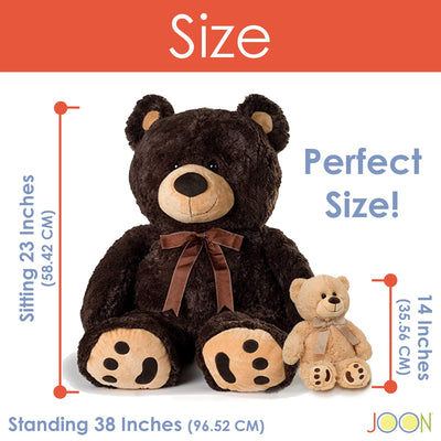 4 of 8:JOON Énorme ours en peluche avec ruban, marron foncé 
