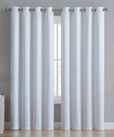 1 of 2:Angela 2-Pack Ribbed Textured Blackout Grommet Window Panel, White, 74x84 Inches 