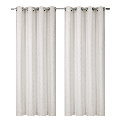 2 of 6:Mackenna Ogee Jacquard Grommet Window Panel, Neutral, 52x84 Inches 