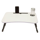 3 of 8:Home Basics Laptop And Tablet Tray with Folding Legs, White, 23.75x16x10 Inches 