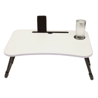 3 of 8:Home Basics Laptop And Tablet Tray with Folding Legs, White, 23.75x16x10 Inches 