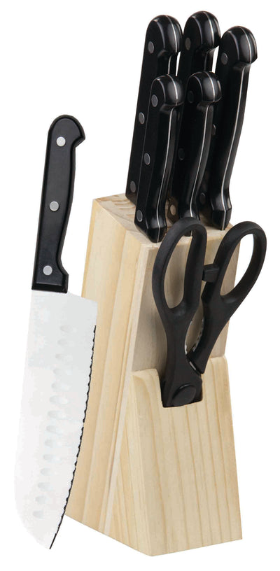 1 of 4:Home Basics 7 Piece Knife Set with Block, Black 