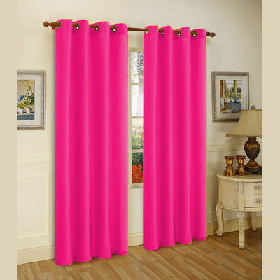 1 of 1:Melanie Faux Silk Window Panel With 8 Grommets, Bright Rose, 55x84 Inches 