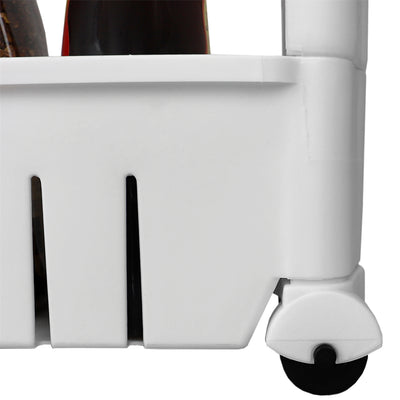 5 of 8:Home Basics 3-Tier Kitchen Storage Cart With Wheels, White, 21.5x5x28.7 Inches 
