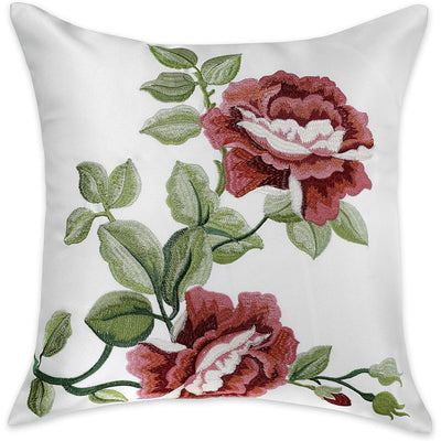 1 of 2:Royal Embroidered Floral Design Decorative Cushion Cover, Peach, 17x17 Inches 