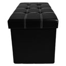 6 of 8:Pouf de rangement pliable et capitonné, similicuir noir, 76 x 38 x 38 cm 