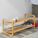 4 of 4:Home Basics 2 Tier Slatted Shelf Bamboo Shoe Rack, Natural 