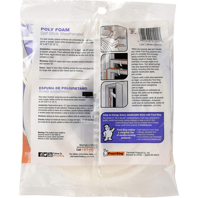 3 of 3:Frost King Poly Foam Self-Stick Weatherseal, 3/8 Wx1/4 Inch H x17 Feet L 