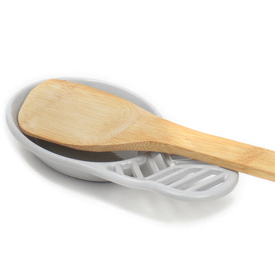 3 of 5:Home Basics Cast Iron Lines Design Spoon Rest, Gray, 7.5x3.5x1.3 Inches 