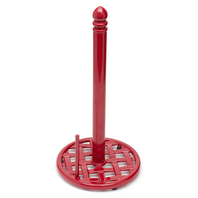 1 of 4:Porte-essuie-tout Home Basics en fonte tressée, rouge, 17 x 17 x 35 cm 